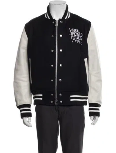 Pre-owned Sacai Wool Striped Varsity Jacket In Black