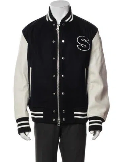 Pre-owned Sacai Wool Striped Varsity Jacket In Blue