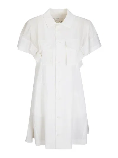 Sacai Wool Suiting Dress In White
