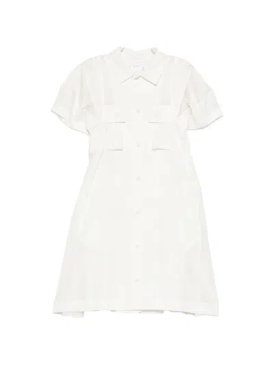 Sacai Wool Suiting Dress In White