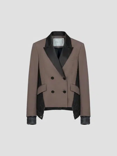 Sacai Wool Suiting Jacket In Brown