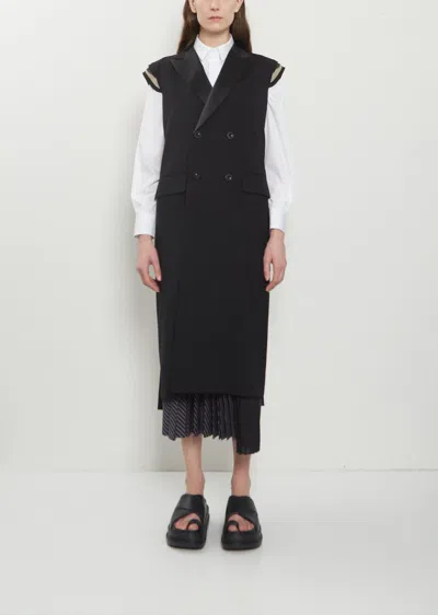 Sacai Wool Suiting Long Vest In Black