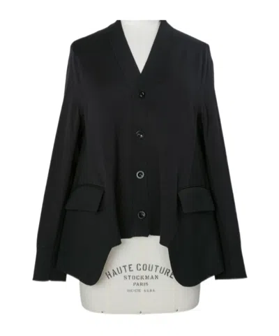 Sacai Wool Suiting X Cotton Knit Cardigan In Black