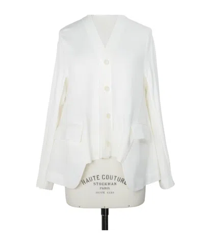 Sacai Wool Suiting X Cotton Knit Cardigan In White