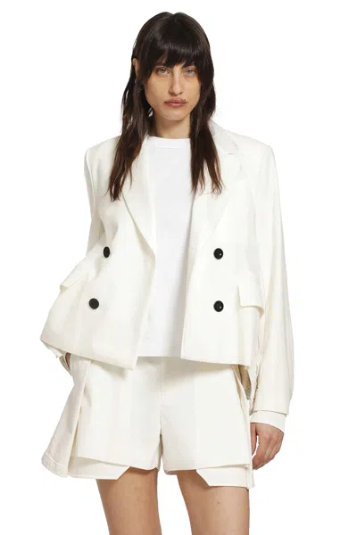 Sacai Wool Suiting X Denim Blazer In White