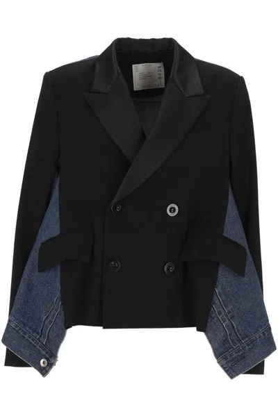 Sacai Wool Suiting X Denim Jacket In Multi