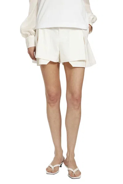 Sacai Wool Suiting X Denim Shorts In White