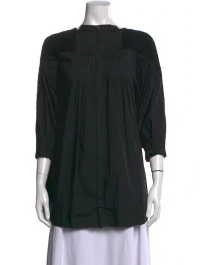 Pre-owned Sacai Wool Three-quarter Sleeve Blouse In Black