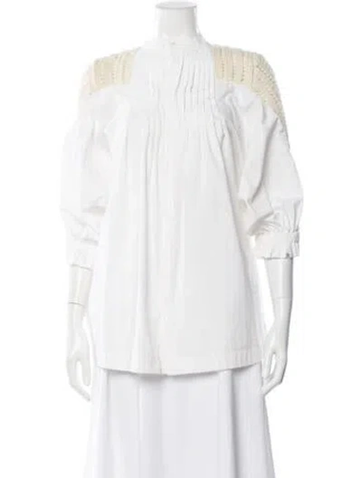 Pre-owned Sacai Wool Three-quarter Sleeve Blouse In White