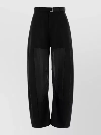 Sacai Wide-leg Cropped Trousers With Satin-like Panels In Black