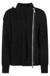 Sacai Ribbed-knit Zip-front Cardigan In Black