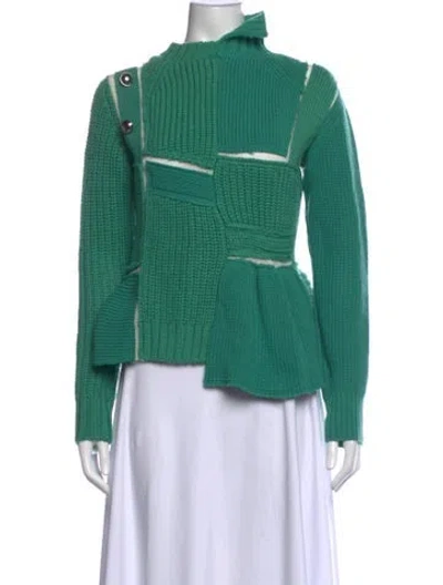 Pre-owned Sacai Wool Turtleneck Sweater In Green