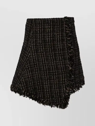 SACAI WOOL TWEED MINI SKIRT WITH ASYMMETRIC HEM