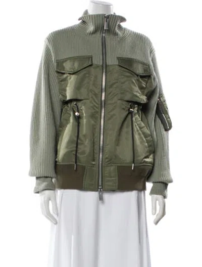 Pre-owned Sacai Wool Utility Jacket In Green