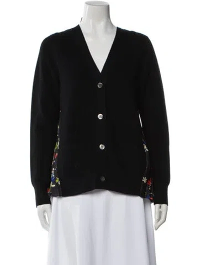 Pre-owned Sacai Wool V-neck Sweater In Black