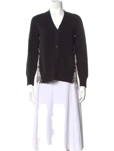 Pre-owned Sacai Wool V-neck Sweater In Black