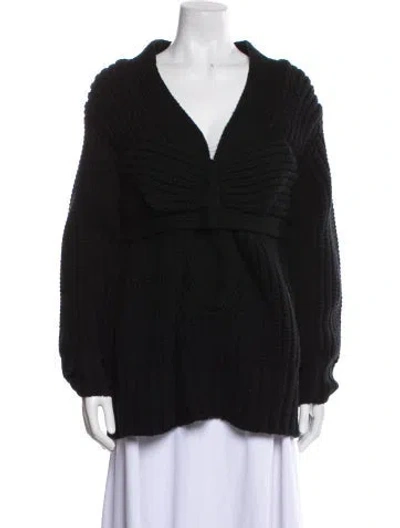 Pre-owned Sacai Wool V-neck Sweater In Black