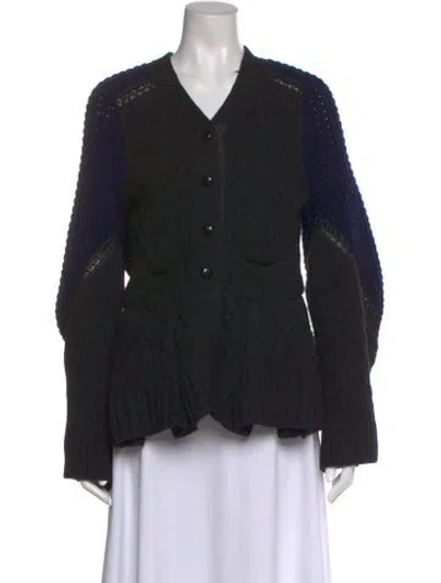 Pre-owned Sacai Wool V-neck Sweater In Black