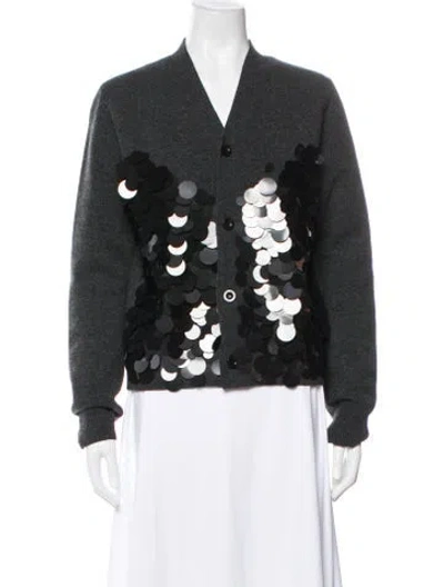 Pre-owned Sacai Wool V-neck Sweater In Black