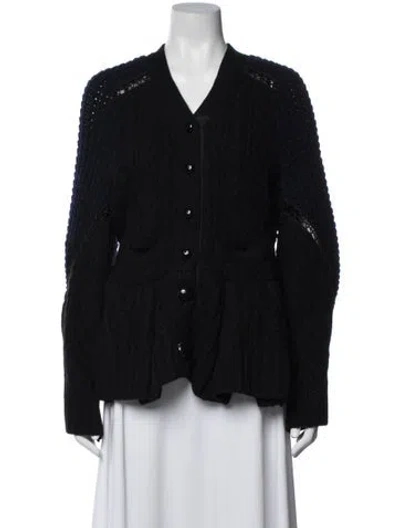 Pre-owned Sacai Wool V-neck Sweater In Black