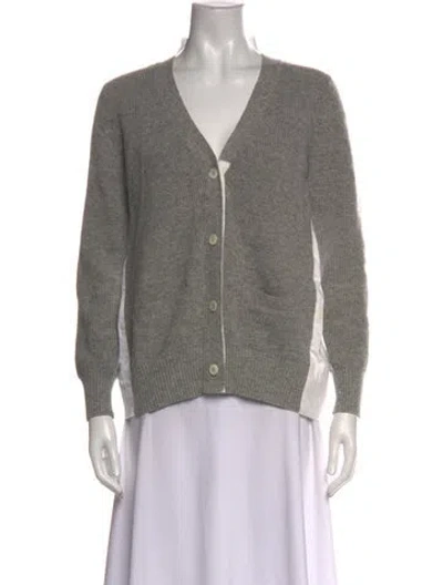 Pre-owned Sacai Wool V-neck Sweater In Gray