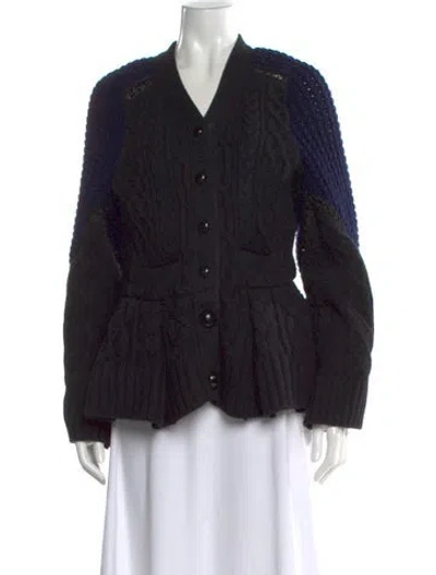 Pre-owned Sacai Wool V-neck Sweater In Multi