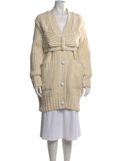 Pre-owned Sacai Wool V-neck Sweater In Neutral