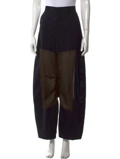 Pre-owned Sacai Wool Wide Leg Pants In Black