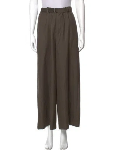 Pre-owned Sacai Wool Wide Leg Pants In Green