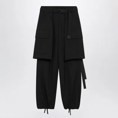 Sacai Belted Cargo Pants Relaxed Fit In Black