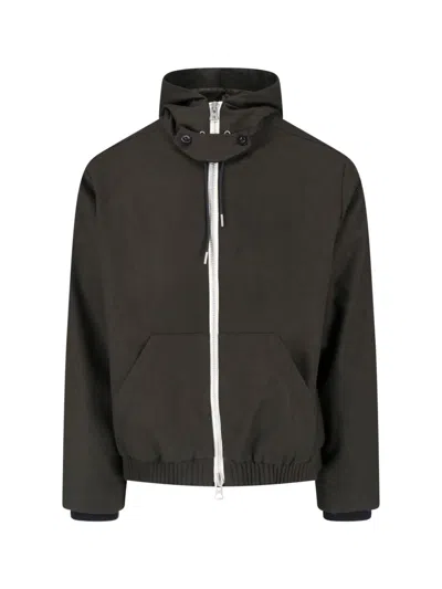 Sacai Wool-blend Knit Sweatshirt Sweater With Cupro Lining In Green