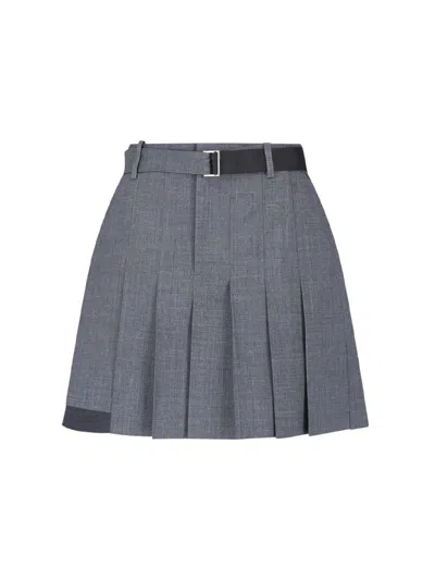 Sacai Wool-blend Trousers With Cupro Liner In Gray