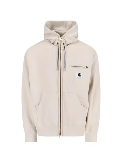 Sacai X Carhart Wip Zip Cotton Jacket In Neutral