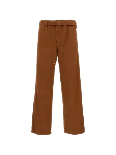 Sacai X Carhartt Belted Trousers In Brown