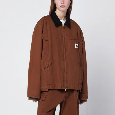 Sacai Beige Cotton Zip Jacket In Brown
