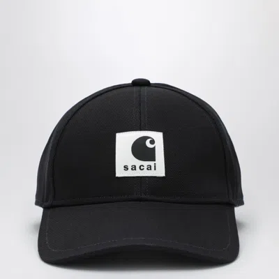 Sacai Black Baseball Cap With Logo Patch