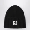 Sacai Carhartt Wip Wool Blend Knit Beanie Hat In Black