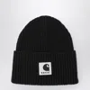 Sacai X Carhartt Wip Black Beanie With Logo Patch In Black