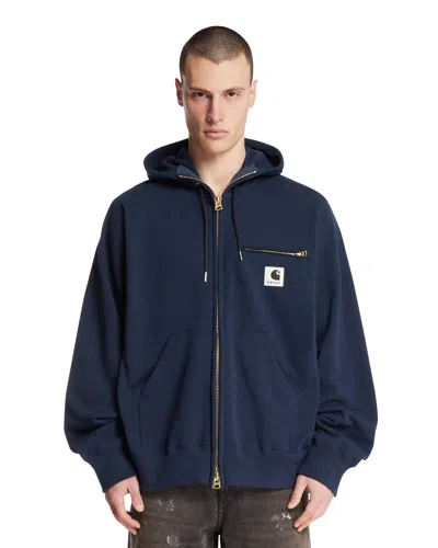 Sacai X Carhartt Wip Blue Cotton Jersey Hoodie