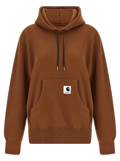 Sacai X Carhartt Wip Capsule Hoodie Sweatshirt Brown