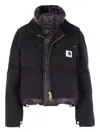 Sacai X Carhartt Wip Corduroy-collar Logo-patch Jacket In Black