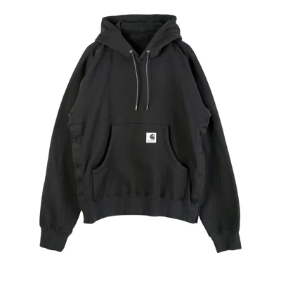 Pre-owned Sacai X Carhartt Wip Cotton Jersey Hoodie 'black' | Men's Size 5