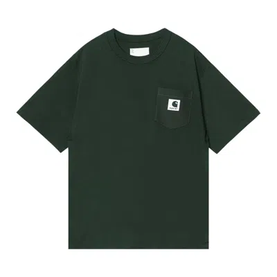 Pre-owned Sacai X Carhartt Wip Cotton Jersey T-shirt 'green' | Men's Size 3