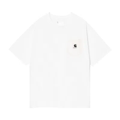 Pre-owned Sacai X Carhartt Wip Cotton Jersey T-shirt 'white' | Men's Size 5