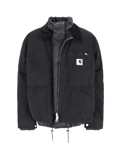 Sacai X Carhartt Wip Zip Hood Jacket In Black