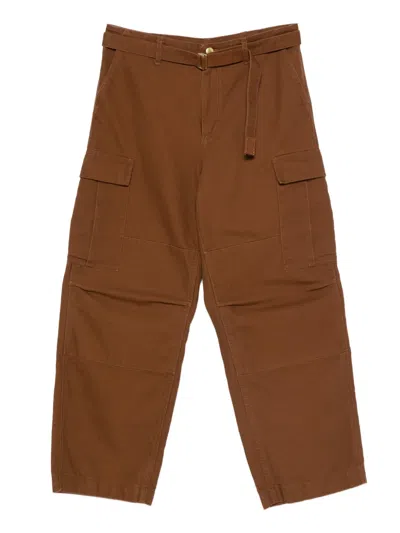 Sacai X Carhartt Wip Duck Cotton Trousers In Brown