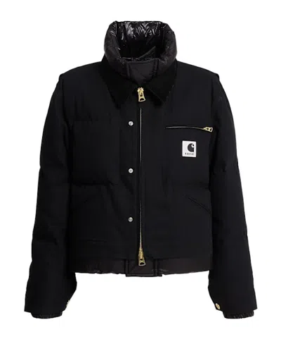 Sacai X Carhartt Wip Duck Down Jacket In Black