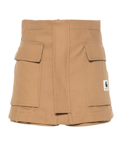 Sacai X Carhartt Wip Duck Shorts In Nude