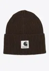 Sacai Xcarhartt Wip Knit-woven Beanie Hat In Brown