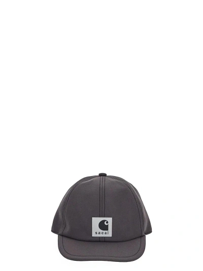 Sacai X Carhartt Wip Logo Cap In Grey